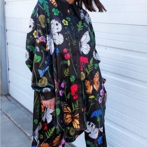 Posh Satin Playsuit in Folklore Florals